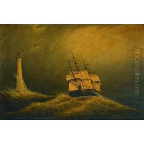 Eddystone Lighthouse Oil Painting by Clement Drew