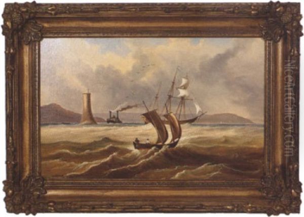 Water Scene With Lighthouse by Clement Drew