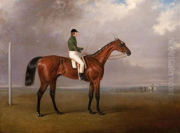 Lord William Hill, Captain Royal Scots Greys Riding A Race Horse, Wearing Racing Colours Oil Painting by Robert Drewell