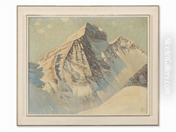 Mountain View In Engadin Valley Oil Painting by Johann-Georg Dreydorff