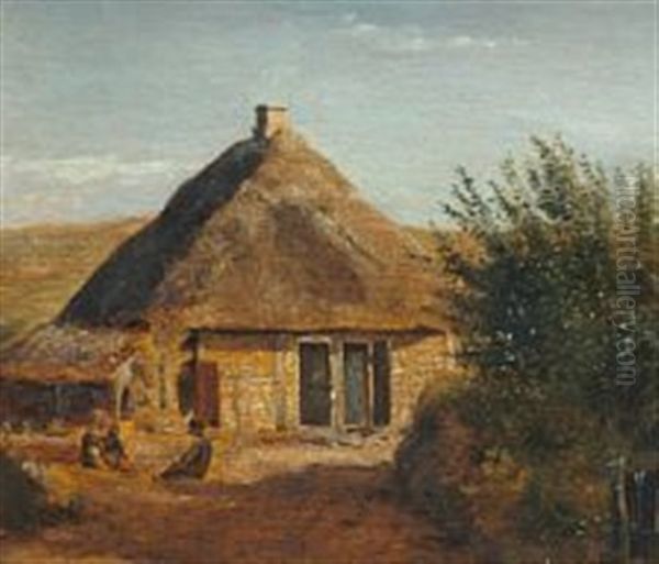 Laurine's House In Mollehuse Near Assens Oil Painting by Dankvart-Christian-Magnus Dreyer