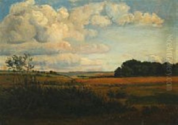 Danish Summer Landscape Oil Painting by Dankvart-Christian-Magnus Dreyer