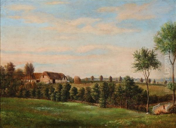 Landscape Around Holevadgaard Near Assens, Funen Oil Painting by Jorgen Gantzel Blicher Dreyer