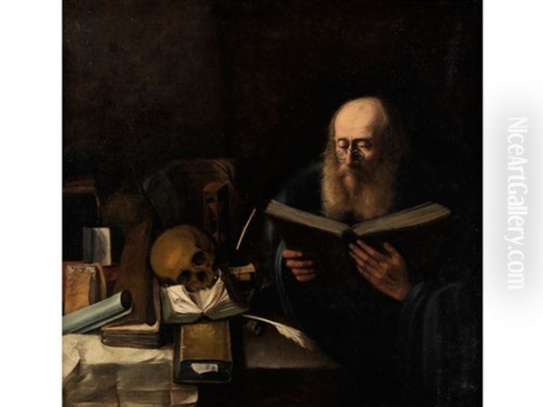 Vanitas Und Der Humanist - Der Heilige Hieronymus In Seiner Studierstube Oil Painting by Willem van Drielenburch