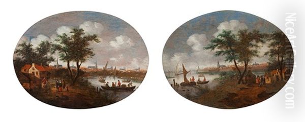 Views At Dortrecht (pair) by Willem van Drielenburch