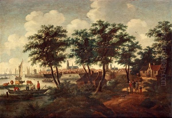 Vy Over Dortrecht Oil Painting by Willem van Drielenburch