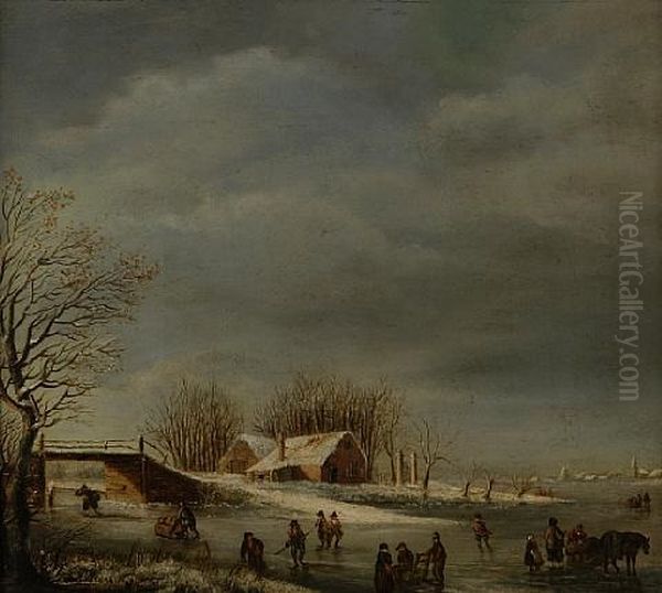 Winter Scene by Frederik Hendrik Cornelis Drieling