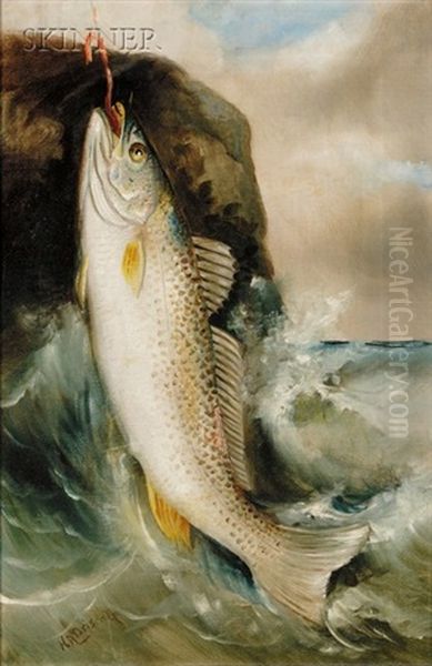 Caught Trout Oil Painting by Harry Driscole