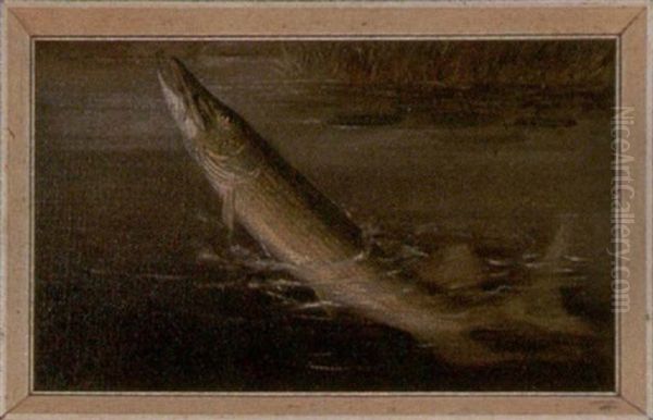 Hooked Pickerel Oil Painting by Harry Driscole