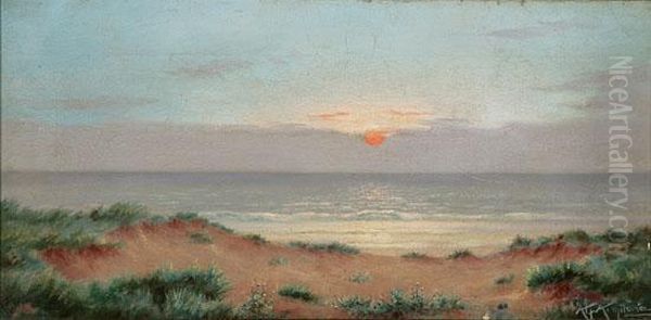 Sunset, At The Shore Oil Painting by Alfred Armitage