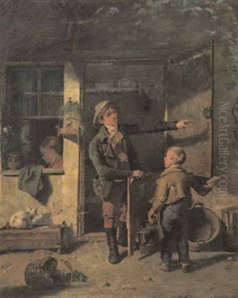 Le Petit Porteur De Missives (sketch) Oil Painting by Martin Droelling