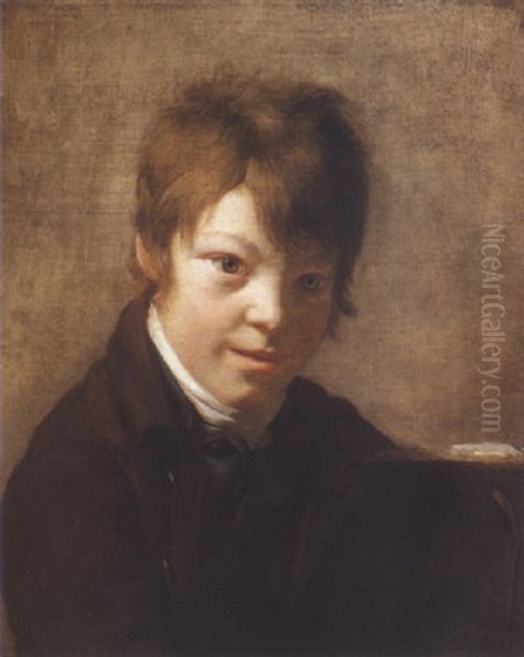 Portrait De Michel-marttin Drolling, Fils Du Peintre (?) Oil Painting by Martin Droelling