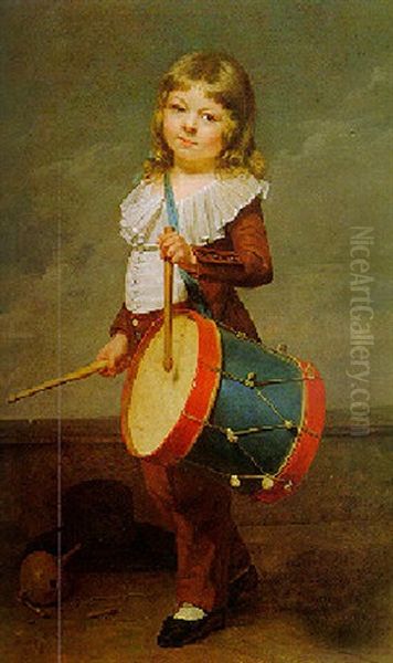 The Artist's Son, Michel-martin, As A Drummer Oil Painting by Martin Droelling