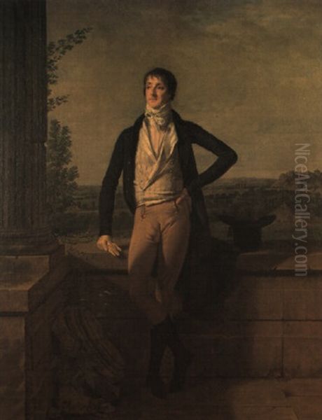 Portrait Of Barthelemy Charles, Comte De Dreux-nancre Oil Painting by Martin Droelling