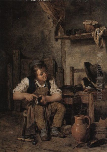 Cobbler Oil Painting by Martin Droelling