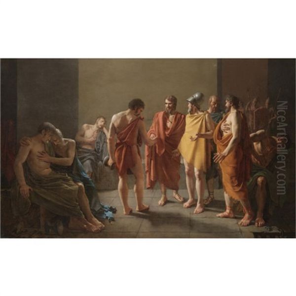 A Subject Taken From Ancient History, Traditionally Thought To Represent The Death Of Seneca Oil Painting by Michel Martin Drolling