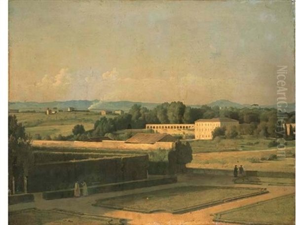 Vue Des Jardins De La Villa Medicis Oil Painting by Michel Martin Drolling