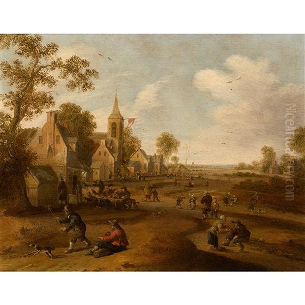 Fete Villageoise Oil Painting by Cornelis Droochsloot