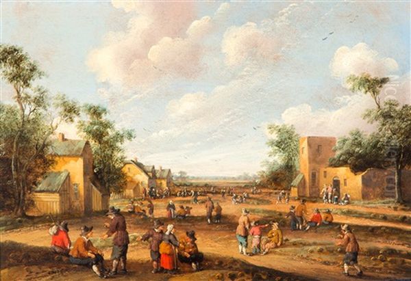 Bijeenkomst Aan De Dorpsrand Oil Painting by Cornelis Droochsloot