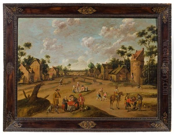 Dorfstrase Oil Painting by Cornelis Droochsloot