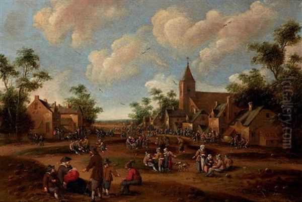 Entree De Village Anime Oil Painting by Cornelis Droochsloot