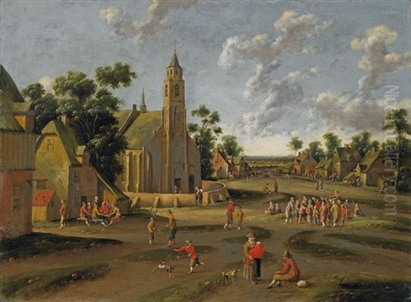 Dorfansicht Mit Reicher Staffage Oil Painting by Cornelis Droochsloot