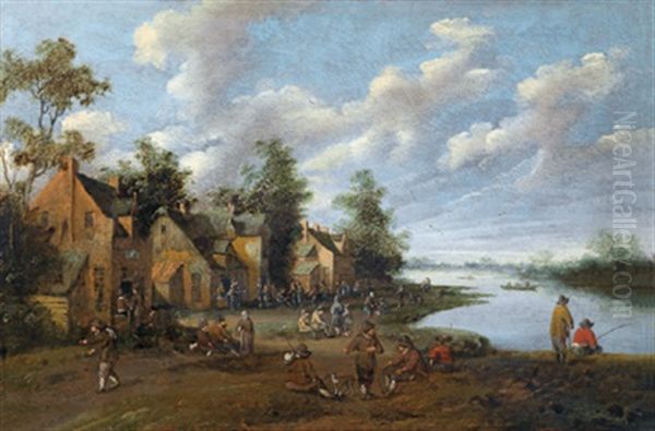 Flusslandschaft Mit Figurenstaffage Oil Painting by Cornelis Droochsloot