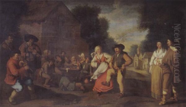 La Danse Villageoise Oil Painting by Cornelis Droochsloot