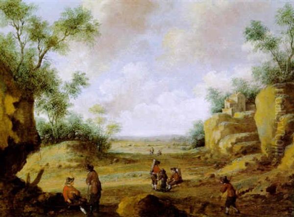 Rastende Bauern In Einer Landschaft Oil Painting by Cornelis Droochsloot