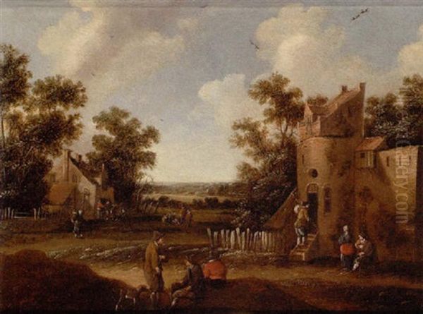 Niederlandisches Bauerdorf Oil Painting by Cornelis Droochsloot