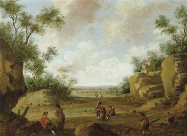 Rastende Bauern In Einer Landschaft Oil Painting by Cornelis Droochsloot