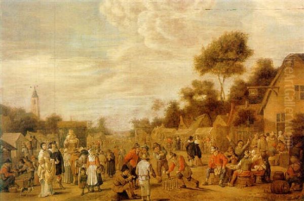 A Village Kermesse Oil Painting by Cornelis Droochsloot