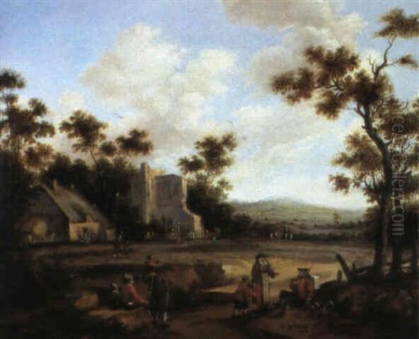 Scene De Village Oil Painting by Cornelis Droochsloot