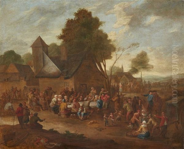 Peasant Festivities In A Village Oil Painting by Joost Cornelisz. Droochsloot