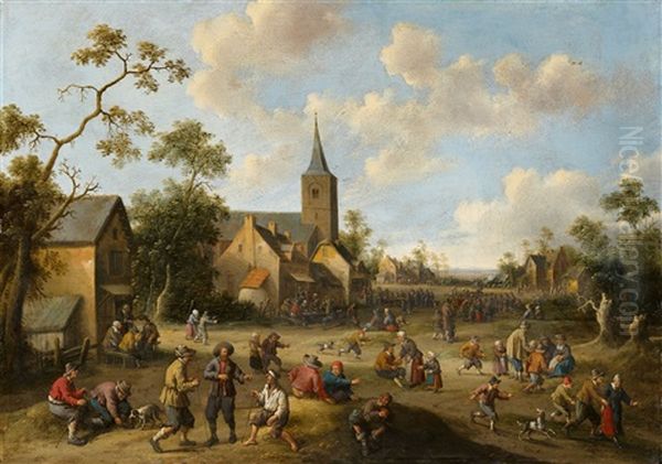 Dorfstrase Mit Reicher Figurenstaffage Oil Painting by Joost Cornelisz. Droochsloot