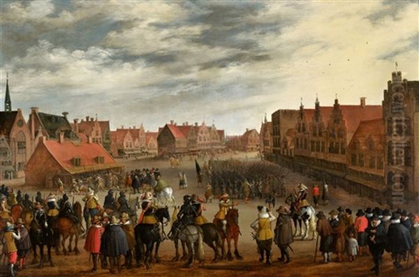 Die Entlassung Der Soldner Durch Moritz Von Oranien Auf Dem Neude In Utrecht Am 31. Juli 1618 Oil Painting by Joost Cornelisz. Droochsloot