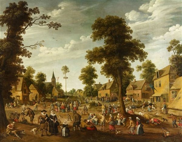 Peasant Festival In A Village Square Oil Painting by Joost Cornelisz. Droochsloot