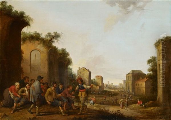 Southern Landscape With Beggars Oil Painting by Joost Cornelisz. Droochsloot