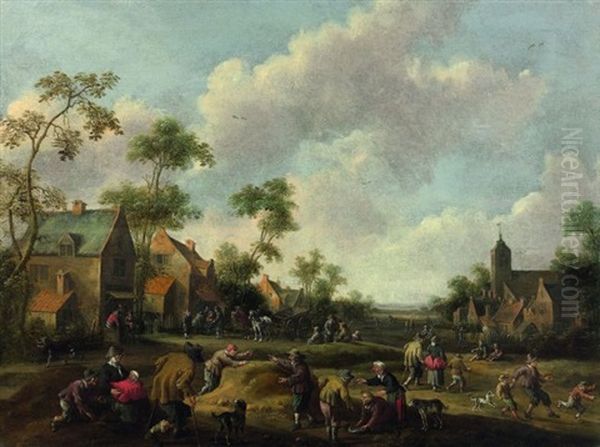 Scene Villageoise Animee De Personnages Oil Painting by Joost Cornelisz. Droochsloot