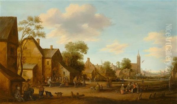 A Village Scene With Figures Oil Painting by Joost Cornelisz. Droochsloot