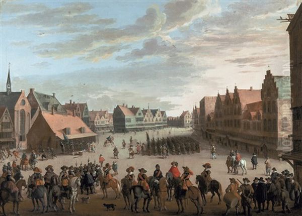 Le Licenciement Des Troupes Mercenaires A Utrecht Le 31 Juillet 1618 Oil Painting by Joost Cornelisz. Droochsloot