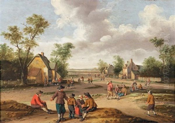 Paysans A L'entree D'un Village by Joost Cornelisz. Droochsloot