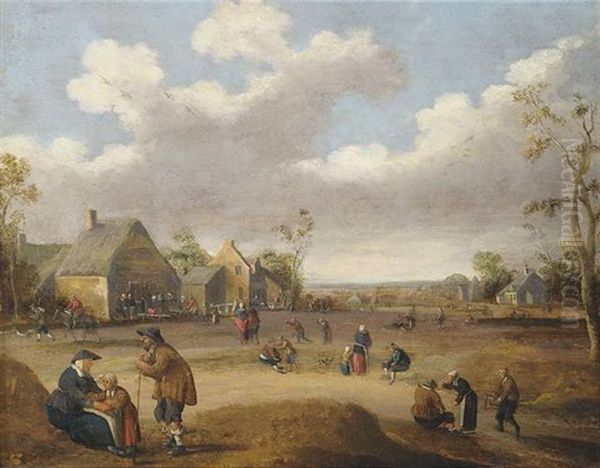 Reges Treiben Auf Breiter Dorfstrase Oil Painting by Joost Cornelisz. Droochsloot