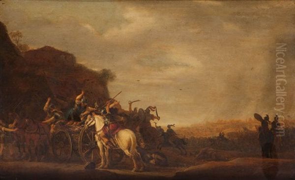 Scene De Cavalerie Oil Painting by Joost Cornelisz. Droochsloot