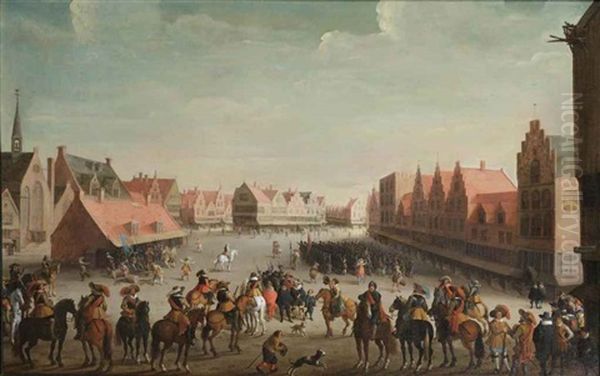 The Disbanding Of The Waardgelders By Prince Maurits On The Neude At Utrecht, 31 July 1618 Oil Painting by Joost Cornelisz. Droochsloot