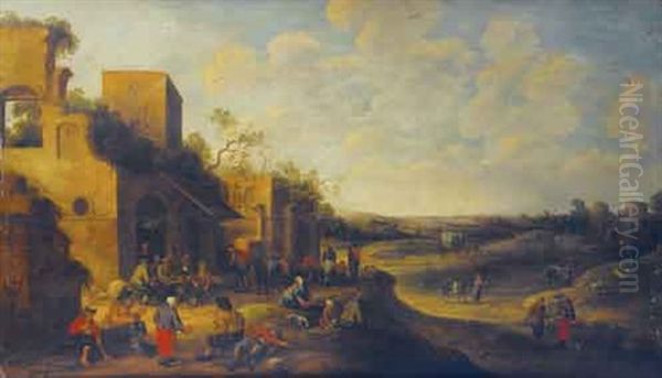 L'entree Du Village Oil Painting by Joost Cornelisz. Droochsloot