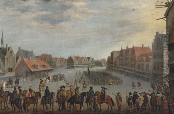 The Disbanding Of The Waardgelders By Prince Maurits Of Nassau On The Neude Oil Painting by Joost Cornelisz. Droochsloot