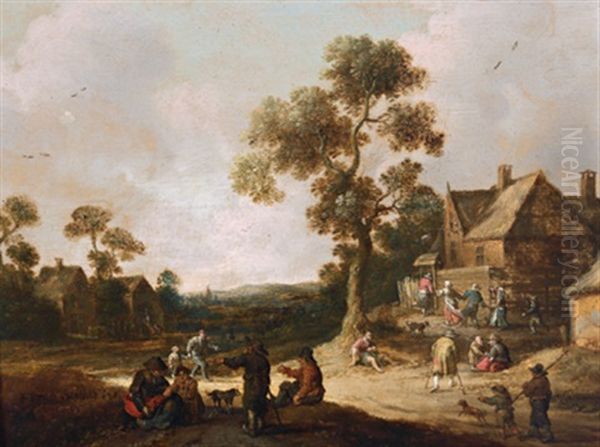 Feiernde Bauern In Einem Dorf Oil Painting by Joost Cornelisz. Droochsloot