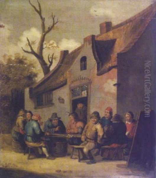 La Collation Devant L'auberge Oil Painting by Joost Cornelisz. Droochsloot