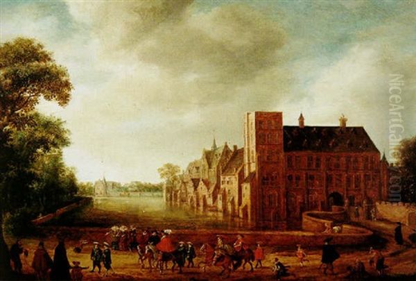 Der Vijverberg In Den Haag Mit Austreitenden Oranischen Prinzen Oil Painting by Joost Cornelisz. Droochsloot